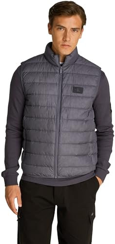 Calvin Klein Men’s Down Quilted Gilet, Grey (Ebony), XS