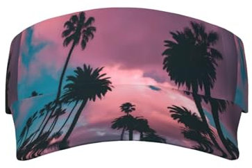 Visierhut mit Zuckerwatte, Palmen, Sonnenuntergang, Leere Oberseite, Sonnenkappe für Sport, Strand, Tennis, Golf, Laufen, Wandern, Verstellbarer Hut für Männer, Frauen, Teenager, Schwarz