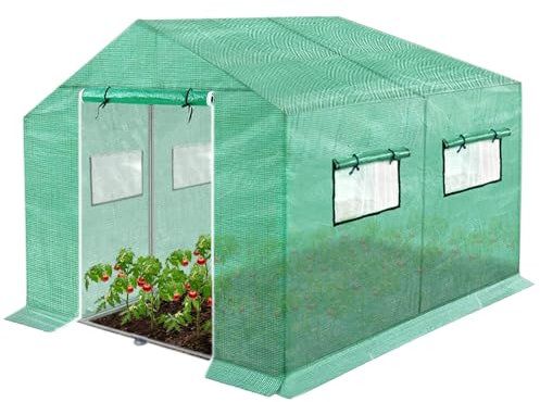 FIVMEN Gewächshaus Foliengewächshaus 3x2x2m Gartengewächshäuser mit Fernster und Tür Treibhaus Tomatengewächshaus Tomatenhaus für Garten Pflanze, Grün