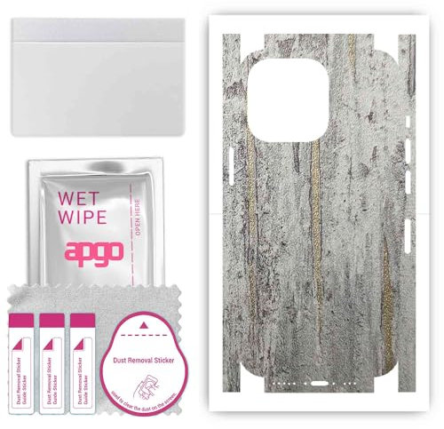 apgo Rückseite + Seiten Schutzfolie, Skin, kompatibel mit Apple iPhone 13 Pro, Hinten Displayschutzfolie aus Vinylfolie, Kratzfest, einfache Montage - Goldene Streifen aus Beton