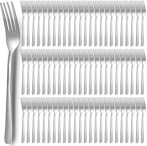 Minatee Lot de 100 fourchettes de table en acier inoxydable poli miroir de 17 cm pour maison, restaurant, cuisine
