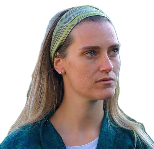 Buntes gestreiftes elastisches Haarband aus Baumwolle, für Yoga, Meditation, Hippie und Boho, handgefertigtes Bandana aus Nepal (Limettengrün, Einheitsgröße)