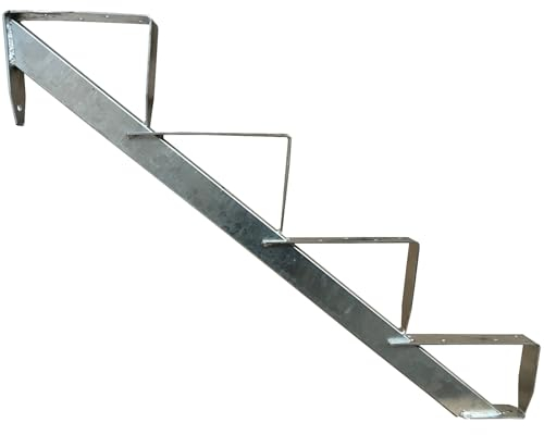 1 escalera de madera, 4 peldaños, altura 72 cm, galvanizado