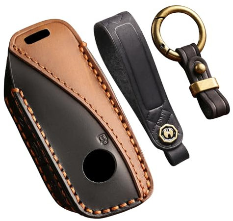 Ysbxitu Schlüsselhülle für BMW I7 Schlüsselhülle aus Leder Cover Geschenkidee Passt für BMW 2024 X7 X1 U11 iX iX1 Tourer U06 X6 XM 7er I7 I4 I5 kratzfestes Schlüssel Case Zubehör Schwarz