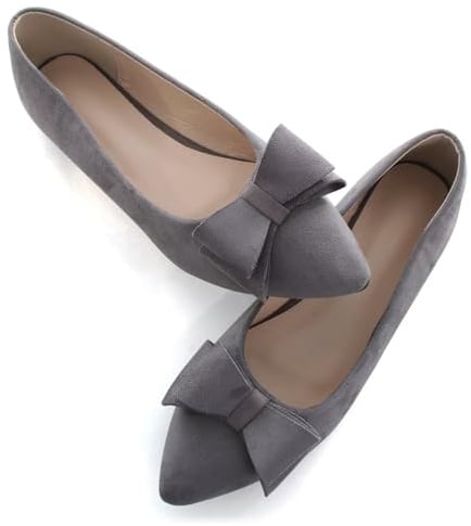 SAILING LU Womens Round Toe Flats Comfortable Ballet Flat Shoes for Women Dressy Slip-ons Loafers, Tpj156-grey, 5.5 UK