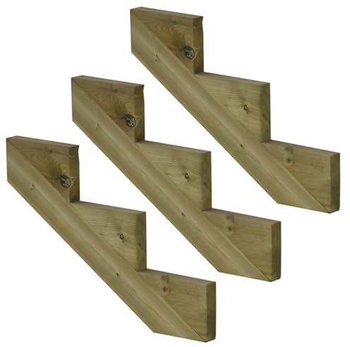 3er Set Treppenwange 3 Stufen aus KDI Holz für Gartentreppen-Höhe 51cm