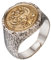 Retro 925 Sterling Silber Doppelkopf Adler Ring Russisches Emblem Siegelring für Herren Damen Größe 56 Goldton Offen Verstellbar