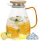 Caraffa 1,8L in vetro borosilicato con brocca acqua coperchio in legno sigillato resistente al calore e trasparente Caraffa in vetro ideale per acqua tè caffè latte vino e succhi