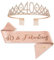 40th Birthday Sash and Tiara Set for Women, Rose Gold Crystal Tiara for 40th Birthday Party, Elegant 40th Birthday Decorations