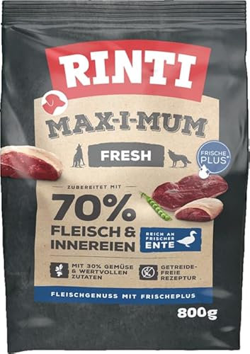 Rinti Max-i-Mum Ente 800g | Getreidefreies Trockenfutter für Hunde | Hoher Fleischanteil | Optimales Protein-/Fett-Verhältnis | Hohe Akzeptanz & Verträglichkeit