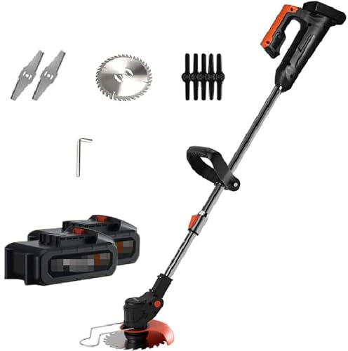Tondeuse à gazon électrique, avec 3 lames de style, batterie rechargeable de 9 000 mA, désherbeur portable, petite tondeuse à gazon à conducteur marchant pour la taille des arbustes de la pelouse du
