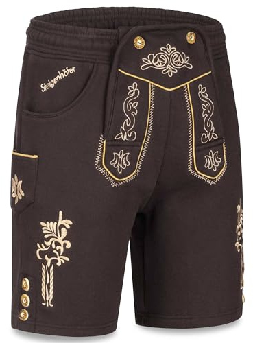 Steigenhöfer Manufaktur Kurze Trachten Jogginghose mit Kordelzug im Lederhosen Look - Moritz - Jogging Lederhose Herren Tracht für Oktoberfest Wiesn und weitere Feierlichkeiten
