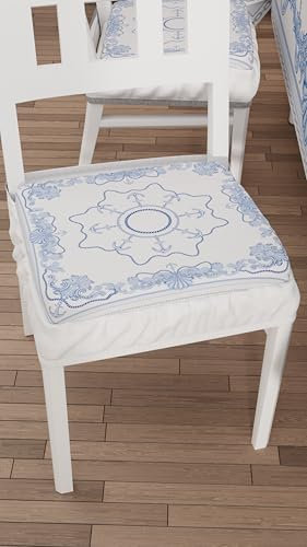 PETTI Artigiani Italiani - Sitzkissen für Küchenstuhl mit Gummizug, 2 Stück, Kissenbezüge aus Mikrofaser, Stuhlbezug mit Feder, Anker-Design, 100% Made in Italy