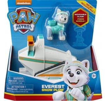 cavernedesjouets Coffret pour Pat Patrouille : Everest et Son Chasse Neige - Figurine + véhicule et Chien - Set Jouet Enfant + 1 Carte Tigre