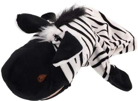 BESPORTBLE Interaktive Handpuppe Zebra für Kleinkinder Lernspielzeug mit Mundöffnung für Geschichtenerzählen und Puppentheater Weiche Plüschfingerpuppe Lehrmittel für Lehrer