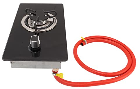 MasYosh Einzelbrenner-Gasherd, 1,8 KW Tragbares Wohnmobil-Gaskochfeld mit Stufenlos Verstellbarer Flamme und Gehärteter Glasscheibe, für Wohnmobil, Boot, Yacht, Outdoor, Camping, Hütte,