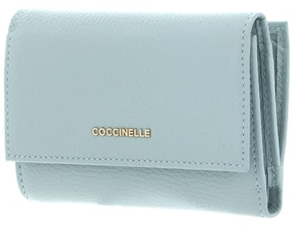 Coccinelle Leder Geldbörse Metallic Soft Wallet Grainy Leather Aquamarine hellblau