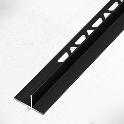 Coayuou Aluminium Fliesenschiene Eckprofil 100 cm* 2 Stück Fliesenabschlussprofil Wasserdicht Kantenschutz Für Fliesen Metall-Fliesenprofil Für 12 Mm Für Bad- Und Küchenecken(Black)