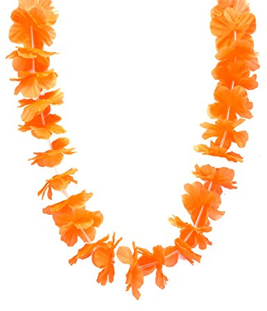 VEGAOO - Orangefarbene Hawaii Blumen-Kette - Einheitsgröße - Orange - Accessoires - - Carnaval