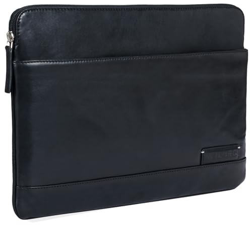 STILORD 'Robb' Vintage Sac d'ordinateur Portable en Cuir pour 13,3' MacBook/pour Surface Pro 4 / pour iPad 12.9 / Case Cover Organizer Cuir véritable, Couleur:Noir