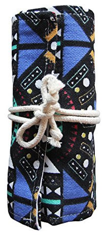 Rollmäppchen für Buntstifte – Bunt2 36 Federmäppchen Stifterolle Mäppchen Federmäppchen zum rollen – Schlamperrolle Pinselrolle aus Canvas und Baumwolle – Ideal für Reisen, Schule, Büro, Kunst