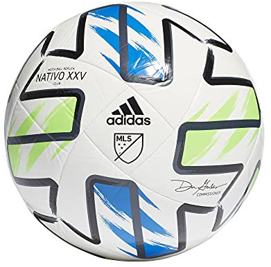 adidas Unisex-Erwachsene MLS Nativo XXV Club Ball, Weiß/Solar Green/Glory Blue/Black, 3
