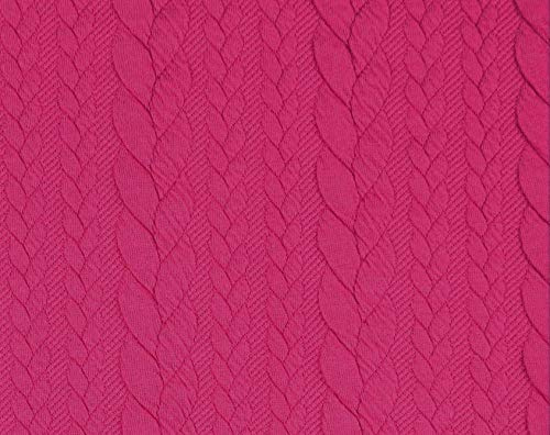 Zopfstrick Jacquard Jersey 0,5m Strickstoffe Winterstoffe - Stoffe Meterware (Pink)