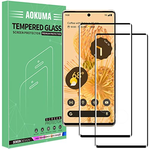 AOKUMA Google Pixel 6 Pro 3D Panzerglas, [2 Stück] Glas kompatibel mit Google Pixel 6 Pro Schutzfolie, hochwertige 3D Glasfolie mit 9H Härte, kratzfest, bruchsicher und blasendicht (schwarzer Rand)