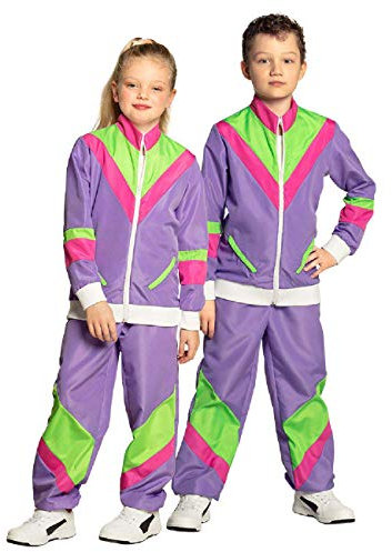 Boland 88520 - Kinderkostüm 80er Jahre Trainingsanzug mit Taschen, Jacke und Hose, verschiedene Größen, Campinganzug, Jogginganzug, Assi Anzug, Retro Style, Gruppenkostüm, Mottoparty, Karneval