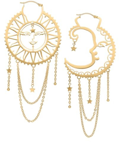 Ohrringe Oldschool Sun Moon Hoops Gold, onesize