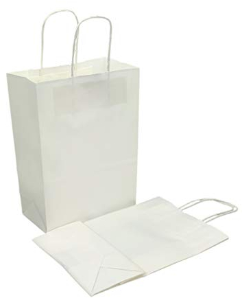 6 Stück Vertikale Papiertüten Uni 21x15x8cm (weiß)