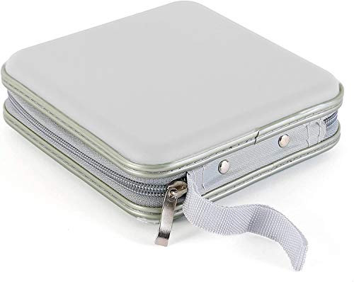 Custodia a portafoglio per CD DVD con capacità 36, custodia rigida per il trasporto, organizer portatile, colore: bianco