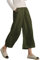 Famulily Cropped Wide Leg Cotton Linen Trousers Womens Summer Army Green L