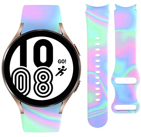 Vozehui 20mm Armband Kompatibel mit Galaxy Watch 7/6/5/4 40mm 44mm, Silikon Marmormuster Bedruckte Ersatzbänder für Samsung Galaxy Watch 7/6/5/4, Galaxy Watch5 Pro/Galaxy Watch 4 Classic 42mm 46mm