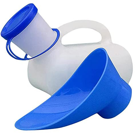 Botella de orina para hombres y mujeres, 1000 ml, inodoro portátil de emergencia con asa de transporte para viajes, camping, al aire libre, coche, viajes, inodoro móvil para hombres, mujeres y niños