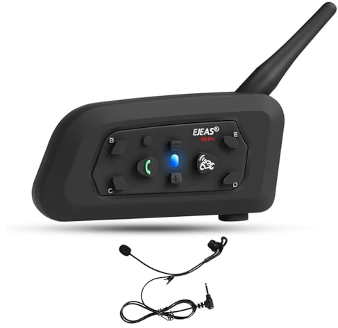 EJEAS V6C Casque Bluetooth Arbitre 850 mAh Full Duplex 1200 M Interphone Bluetooth sans Fil avec Casque et Bracelet de Course pour Soccer Hockey Rugby Sport, USB-C (1 pièce)