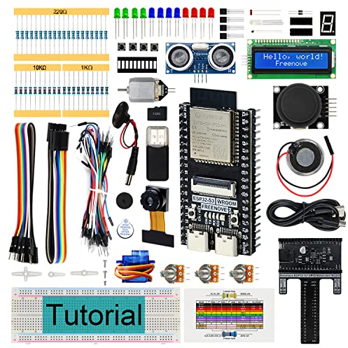 FREENOVE Super Starter Kit for ESP32-S3 ESP32 S3 CAM (Included), Dual-core 32-bit 240 MHz Microcontroller, Onboard Camera Wireless, Python C Code, 539-Page Detailed Tutorial, 176 Items, 76 Projects