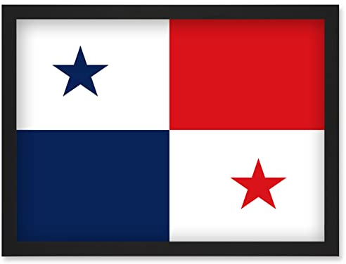 Artery8 Panama National Flag Patriotic Vexillology World Flags Country Region Poster Artwork Framed Wall Art Print A4