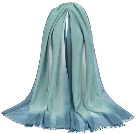 Skcess Scarf Damen Winter, Schal Baumwolle Teens Blau Großes Verlaufsrechteck Scarf Unisex 200X80CM(79X31In)