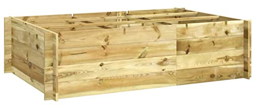 ANGYANG Hochbeet, Palettenrahmen, Hochteich, Gemüsebeet, Kräuterregal Balkon, Blumenbeet, Kräuterspirale, Tomatenbeet, Pflanzhochbeet, 150x100x40 cm Imprägniertes Holz