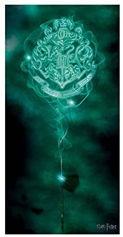 Harry Potter Impression sur toile Patronus Hogwarts Crest (100 cm x 50 cm) (vert)