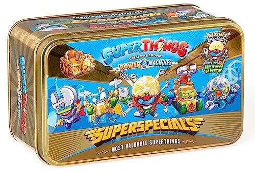 SUPERTHINGS Gold Tin Power Machine Series – Contains all the special figures from Power Machine series. Includes the ultra-rare (Doctor Volt), 2 gold leaders, 6 silver captains and 2 gold PowerJet