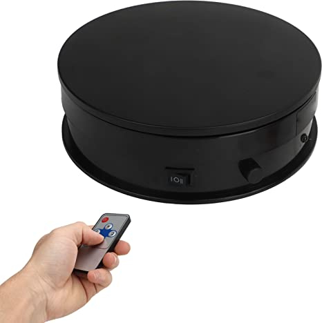 Rotierender Stand-Display-Tisch, Elektrisch Drehbarer Plattenteller für Fotografie, Drehteller 15 cm, Fernbedienung, Geschwindigkeits-Display-Ständer, Fotografie, Videoaufnahmen, (Schwarz)