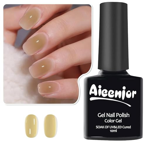 Aieenjor UV Nagellack Jelly Nude Braun Grün, Schellack Clear, Maniküre Gellack, DIY Gel Design, Brown Green Nail Polish 10ML