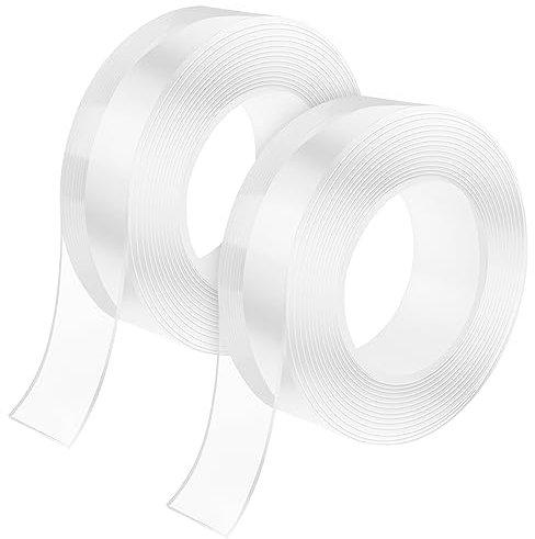 Mesybveo 2 Pezzi Nastro Biadesivo Extra Forte, Trasparente Nano Nastro Biadesivo, Nano Tape Lavabil et Riutilizzabile, Rimovibile Adesivo, Multifunzione, Non Lascia Tracce, per Casa, Ufficio