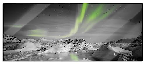 Pixxprint Glasbild Panorama, Wandbild aus Echtglas, gewaltiges Polarlicht, 100x40 cm, inkl. Aufhängung und Abstandshalter