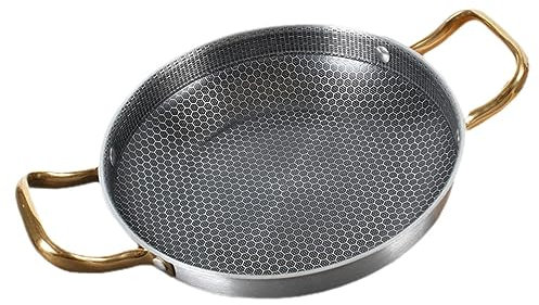 Housoutil Edelstahl Wabenpfanne Antihaftbeschichtete Bratpfanne Mit Ergonomischem Griff Leichte Und Kratzfeste Pfanne Für Gas Elektro Und Induktion Für Meeresfrüchte Und Tägliches Kochen