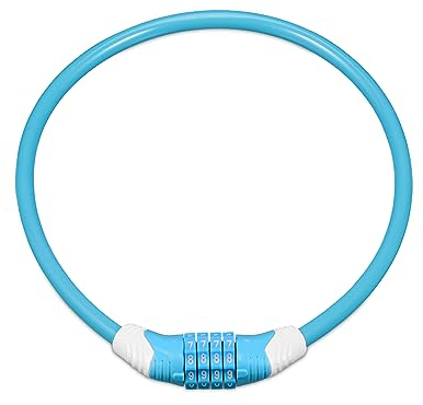 Relaxdays Candado Bici Infantil, Combinación Numérica 4 Dígitos, 70 cm Largo, para Bicicleta y Patinete, Azul