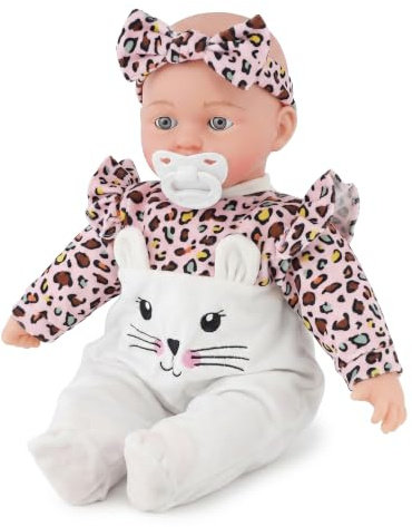 Bibi Doll Kitty Meow Meow - 16 Moving Eyes Kitten Newborn Baby Soft Bodied Doll Sleeping Eyes Doll for Ages 18 Months +