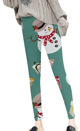 Osterhase Flasche Bedruckt, warme und vielseitige, eng anliegende Fleece-Leggings Leggins Lederoptik (Green, M)